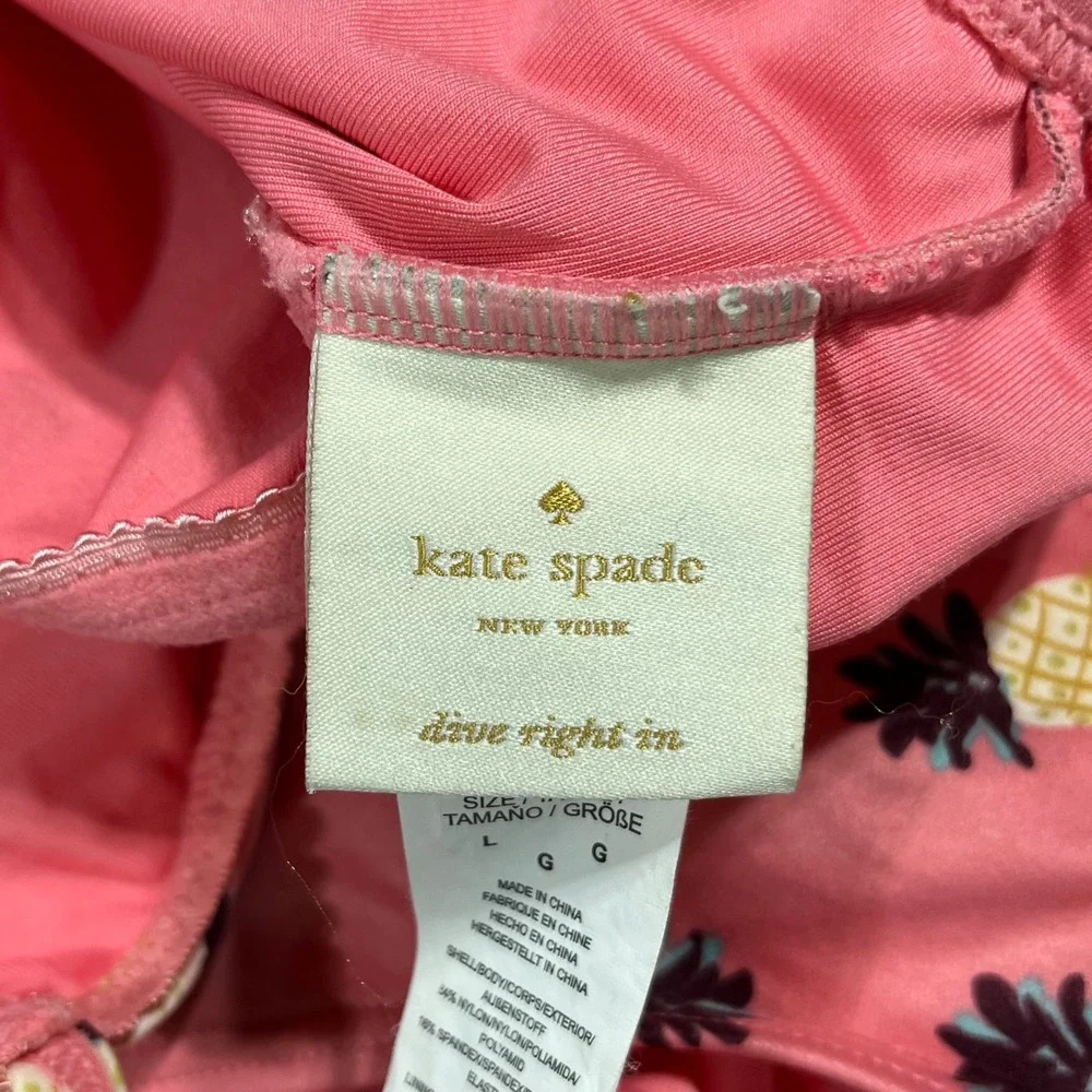 Kate Spade Resort Vibrant Boho Pineapple Fruit Print One Piece Swimsuit Large